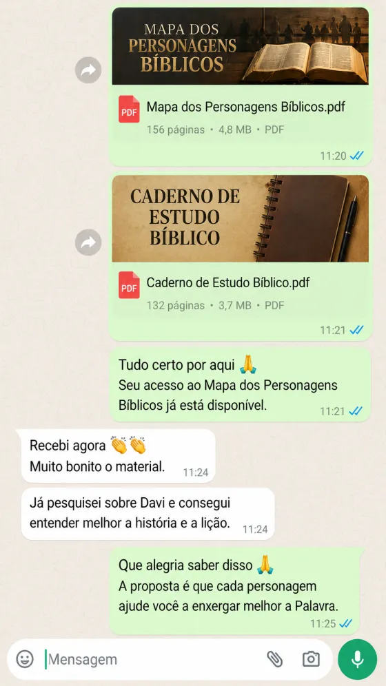 Depoimento de cliente no WhatsApp